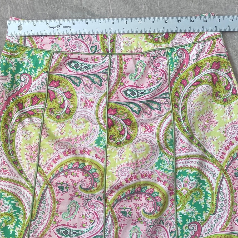 Chadwick’s Pink & Green Paisley Knee-Length A-Line Skirt. Size 12 - Picture 6 of 12